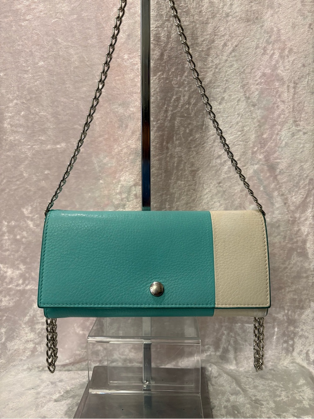Tiffany & Co. Bi-Colour Continental Flap Wallet Blue White COA